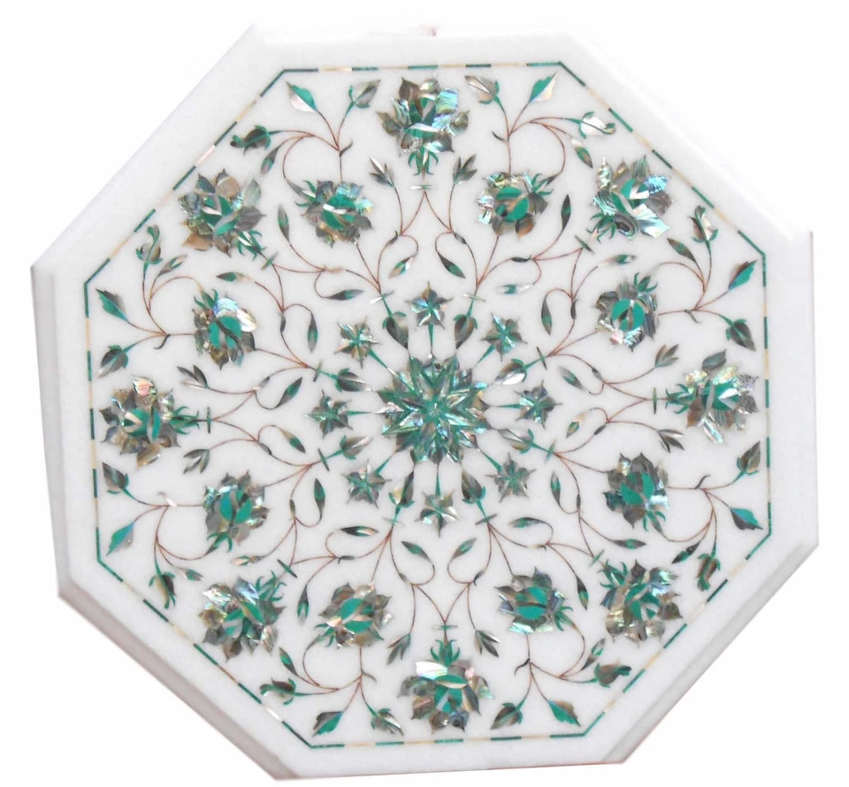 15" side end coffee Table Top Marble floral Inlay Work Home Decor - Image 1 of 1