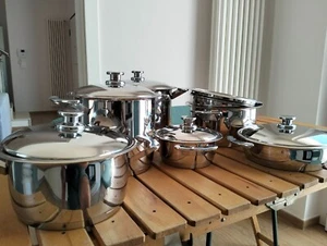 Set pentole Roccobarocco in acciaio inox 7 pezzi - Foto 1 di 2
