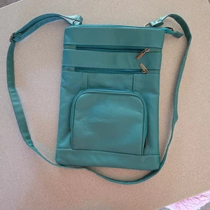 KREDIZ türkis Echtleder Crossbody Schultertasche mehrere Taschen Reisetasche - Bild 1 von 9