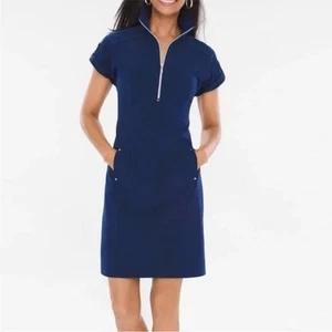 Chico’s Zenergy Neema Half-Zip Stretch Dress Navy Size 2 (12 Large) - Picture 1 of 13