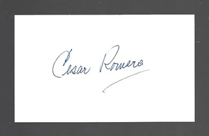 Actor Cesar Romero Actor: Joker "Batman" TV Series - Autographed 3x5 Card W/COA - Picture 1 of 2