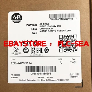 1 pz Nuovo Allen-Bradley AB 25B-A4P8N114/A PowerFlex 525 AC Drive 0,75 kW - Foto 1 di 5