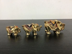 Enamelled Elephant Trunk Up Trinket Box Set of 3 - Bild 1 von 6