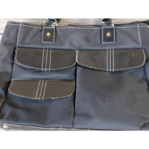Merona Black Large Tote Handbag – Laptop Insert, Pockets, Travel Carry-On - Picture 1 of 6