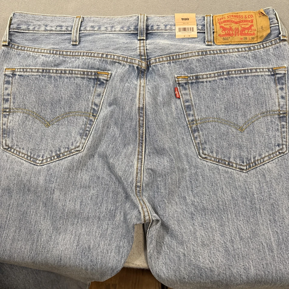 Levi's 501 Shrink-to-Fit Black Jeans 38W x 34L Denim Mens Jean Solid Black