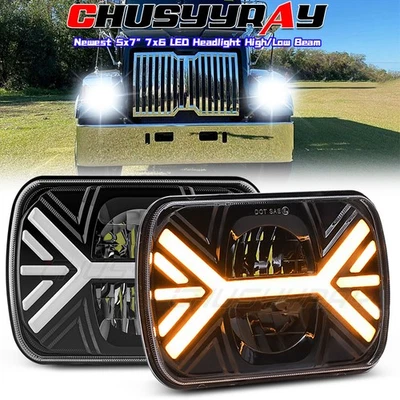 Par de faros LED HI-LO 5X7" 7x6 pulgadas para Western Star 4700SF 2012-2023 Foto 1 de 4