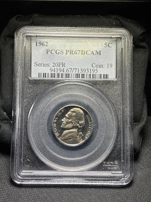 1962 Jefferson Nickel 5C – PCGS PR67 DCAM – Series 20 Proof – Deep Cameo Gem - Image 1 of 4