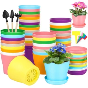 48 Pack Plastic Planters 4 Inch Flower Plant Pots Indoor Set Thickened Seedli... - Picture 1 of 7