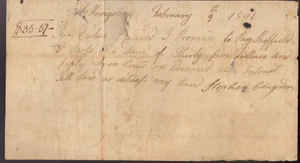 US EN RELIEVE INGRESOS RM 188 - PAGARÉ-SO. KINGSTON, RI - 2/9/1801 - Imagen 1 de 3