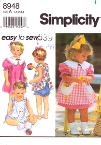 Simplicity 8948 ~ 1/2-1-2-3-4 Toddlers' Dress-Reversible Pinafore/Top & Panties - Picture 1 of 7