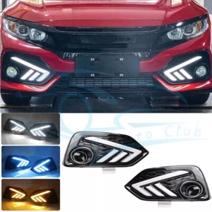For Honda Civic 2016-2020 q Front Bumper Daytime Running Lights LED DRL Fog Lamp - Picture 1 of 12