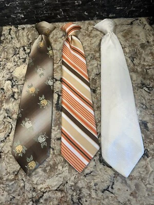 "Lote de corbatas vintage de 18"" con clip retro años 70 Wembley Royal Knight ~ rayas rosas" Foto 1 de 4