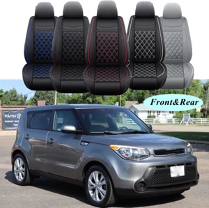 Car Seat Covers 2/5-Seater Front Rear Full Set Cushion PU Leather For KIA Soul - Picture 1 of 23