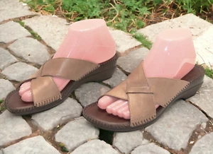 Naturalizer “Rivalry” Brown Leather Criss Cross Slip On Slide Sandals Size 8S - Picture 1 of 7