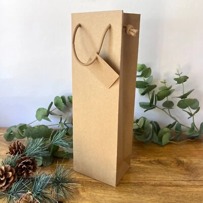 Wine Bottle Gift Bags Kraft Luxury Eco Friendly Natural Christmas Handle Paper