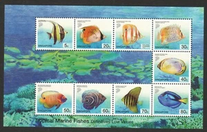 SINGAPUR 2001 TROPICALES PECES MARINOS (MENOR VALOR) HOJA DE RECUERDO 9 SELLO... - Imagen 1 de 3