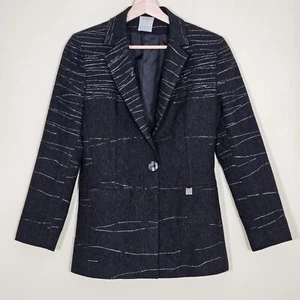 Sandro Blazer Women 38/M Gray Lined France Buttons LS Office Capsule VTG Classic - Picture 1 of 16