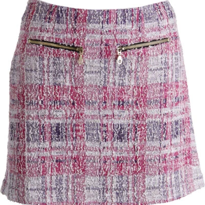 ,Juicy Couture Multi plaid Lurex Boucle Pink Skirt Size M - Image 1 of 2