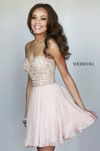 Sherri Hill - Nude Short Dress - Size 6 - NO. 8548 - Picture 1 of 8