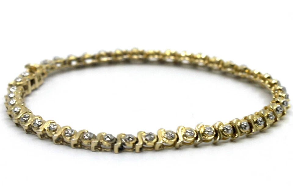 Pulseira de tênis S Link com diamante em prata esterlina 7,45 pol. - Imagem 1 de 4