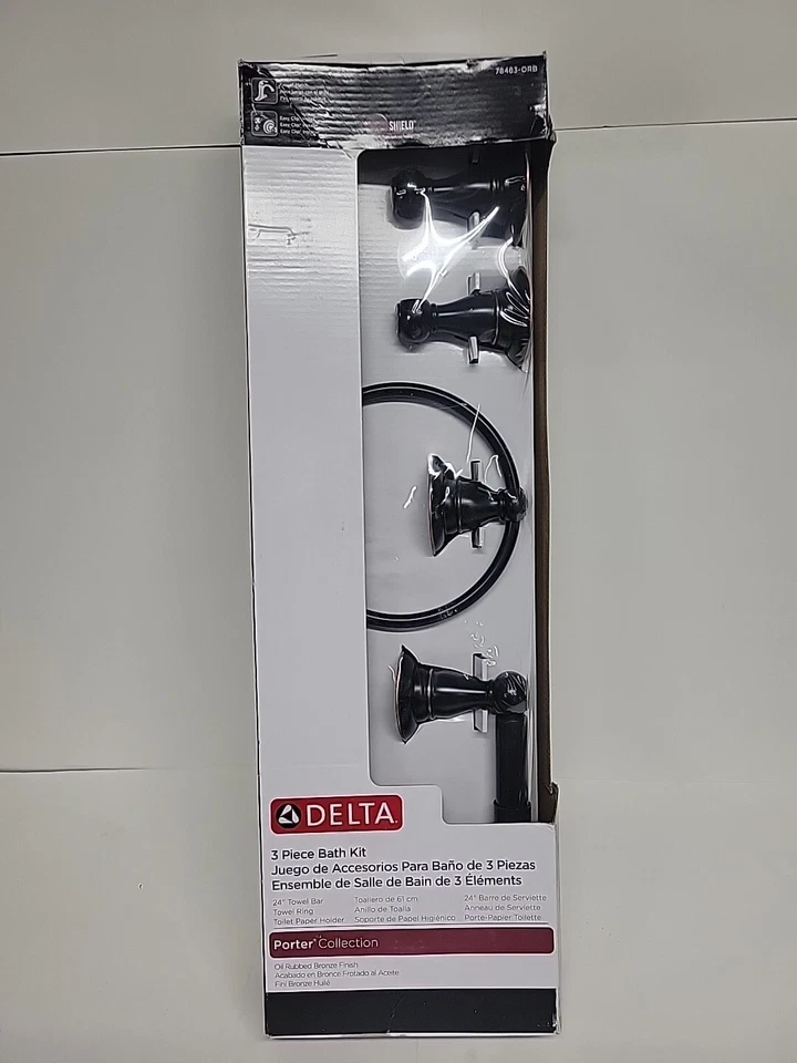 Delta Porter 3-piece Bath Hardware Set Oil Rubbed Bronze 24 In. Towel Bar