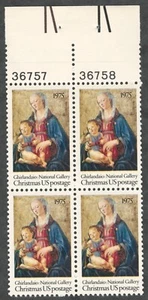 US. 1579. 10c. Madonna & Child, Christmas Issue. Plate Block of 4. MNH. 1975 - Picture 1 of 2