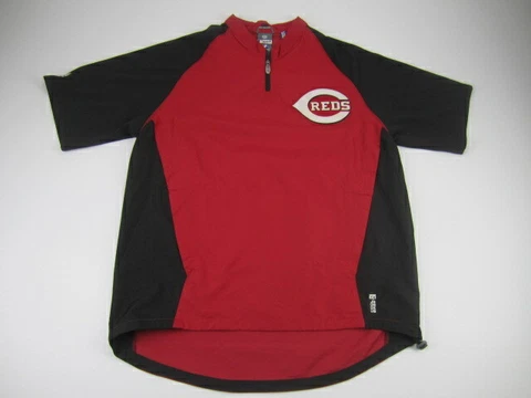 Mens Medium Cincinnati Reds Majestic Authentic Team issued short sleeve jacket Cover