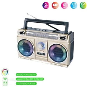 CASSA SPEAKER BLUETOOTH V5.3 PORTATILE RETRO' VINTAGE USB AM FM RADIO 5W AS05959 - Zdjęcie 1 z 1