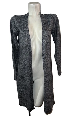 Cárdigan abierto Denim & Co suéter talla XSP negro jaspeado manga larga A381050 Foto 1 de 4