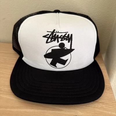Vintage Stussy Trucker Snap Back Surf Black/White Brand New  - Image 1 of 4