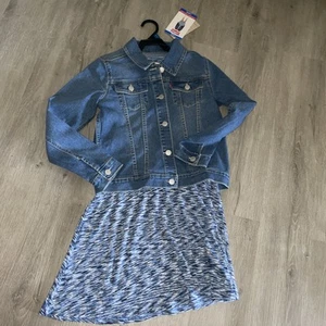 Levi Girl's 2-Piece Denim Jacket & A-Line Style Short Sleeve Dress Set L 10/12  - Picture 1 of 7