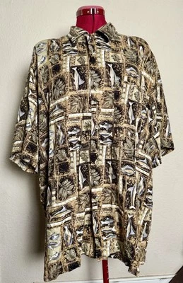 Camisa Aloha Hawaiana Bamboo Cay De Colección Para Hombres XL Multicolor Flora Peces Hawaiana Foto 1 de 4