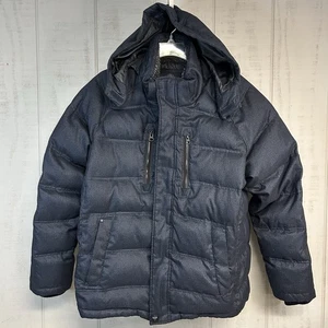 Hawke & Co Men Down Puffer Coat Jacket Size XL Zip Hooded Navy Performance Cabin - Picture 1 of 8