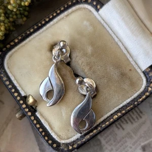 Vintage Silver Drop Dangle Earrings Unusual - Picture 1 of 3