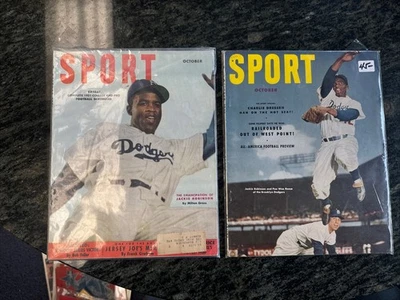 Revista deportiva Jackie Robinson 1951 y 1952 lote vintage de 2 Brooklyn Dodgers Foto 1 de 4