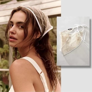 Bufanda para el cabello Free People NAMJOSH afecto puro neutral delicada coqueta transparente nueva con etiquetas - Imagen 1 de 16