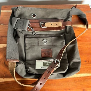 Borsa a tracolla Diesel 978 uomo tela zip stile robusto 14x11x5 pollici grigio scuro - Foto 1 di 10