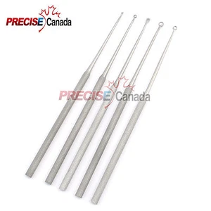 Instrumentos veterinarios quirúrgicos afilados rectos curetas para orejas de 5 buck - Imagen 1 de 3