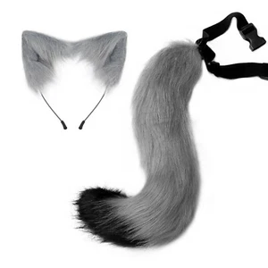 Peluche adulto coda di volpe lingerie animale notturno cosplay sexy pelliccia sintetica orecchie di gatto morbido - Foto 1 di 31