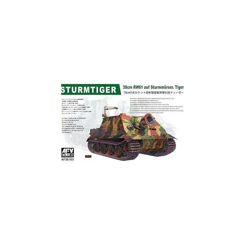 Modellino Carro Sturmtiger 38cm Rw61 Auf Sturmmörser. Tiger AFV CLUB 35103 1:3 - Immagine 1 di 1