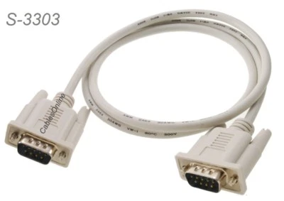 Cable serie RS232 DB9 de 3 pies macho a macho recto completamente cableado, S-3303 Foto 1 de 2