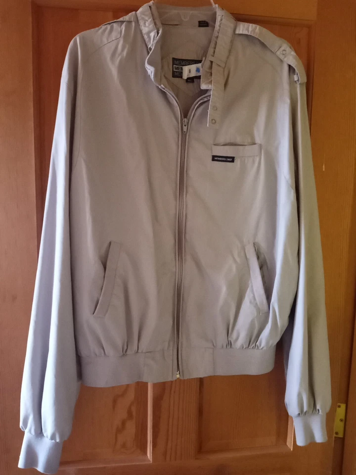 Vintage "Members Only" Jacket Men's 46L Beige Moto Windbreaker Bomber 80's  - Imagem 1 de 1
