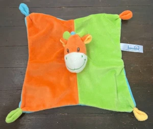 Bambia Baby Lovey Giraffe Orange Green Blue Knotted Corners Sunkid Germany - Picture 1 of 5