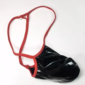 K493V schwarz PVC Herren String Tanga G-String Dreieck Rückseite GROSSE konturierte Tasche - Bild 1 von 7