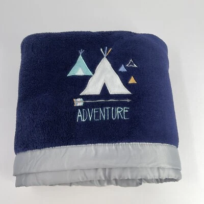 Just Born Baby Blanket - "Adventure" Embroidered Teepee Arrow Blue - 30 x 40 - Image 1 of 4