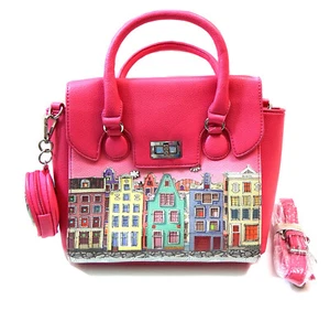 Bolso de mano pequeño de cuero sintético para mujer con cadena desmontable monedero rosa - Imagen 1 de 9