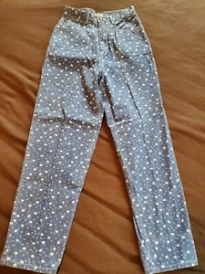 VTG OLEG CASSINI Floral Denim Blue Jeans Womens Sz 12 NEW 26Wx31L High Rise Mom - Picture 1 of 10