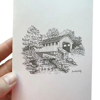 37 Covered Bridge Funeral Bereavement Thank You Cards & Envelopes J. Galantino - Image 1 of 4