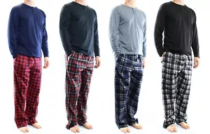 Pajama Pant and Shirt Set, Men's Jersey Knit Top with Microfleece Pants, 2 Piece - Picture 1 of 11