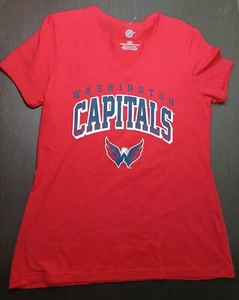 NHL Washington Capitals Womens MEDIUM V-Neck Short Sleeve Shirt NWOT defect - Picture 1 of 10